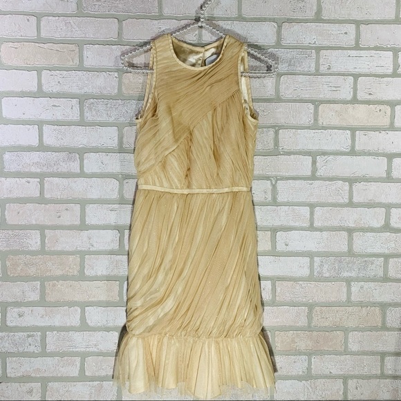 Jill Stuart Gold Tulle Riched Mini Cocktail Dress Size 0 - Picture 1 of 9